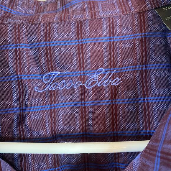 Tasso Elba Purple Plaid Long Sleeve Button Up Size XXL - Picture 4 of 6